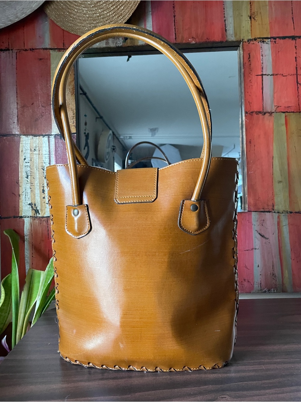 Classic Tan Leather Tote Bag - Bokung Collection - Picture 4 of 16